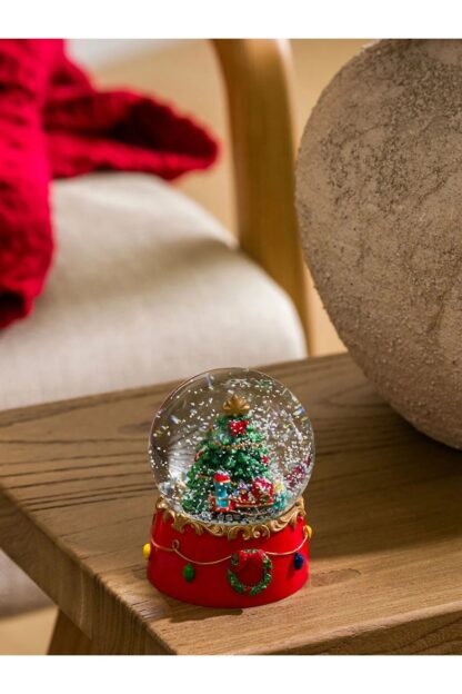Yılbaşı Temalı Noel Çam Ağacı ve Tren Mini Kar Küre Dekoratif Biblo