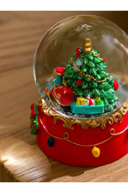 Yılbaşı Temalı Noel Çam Ağacı ve Tren Mini Kar Küre Dekoratif Biblo - Görsel 3