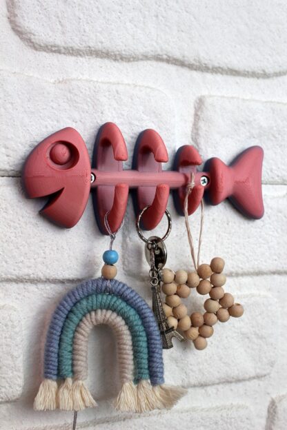 Balık Kılçığı Fishbone Dekoratif Duvar Askısı Pembe