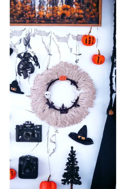 Halloween Cadılar Bayramı Rafya Duvar Dekoru Kapı Süsü