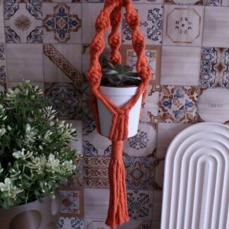 Minimalist Bohem Stil Makrome Sukulent Saksılık  2'li Set Turuncu