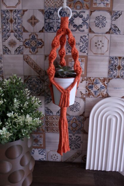 Minimalist Bohem Stil Makrome Sukulent Saksılık  2'li Set Turuncu