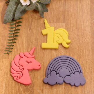 1 Yaş Doğum Günü Rakam Unicorn Gökkuşağı 3lü Set Kurabiye Kalıbı