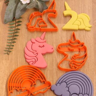 2 Yaş Doğum Günü Rakam Unicorn Gökkuşağı 3lü Set Kurabiye Kalıbı