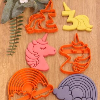 3 Yaş Doğum Günü Rakam Unicorn Gökkuşağı 3lü Set Kurabiye Kalıbı