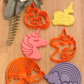 5 Yaş Doğum Günü Rakam Unicorn Gökkuşağı 3'lü Set Kurabiye Kalıbı