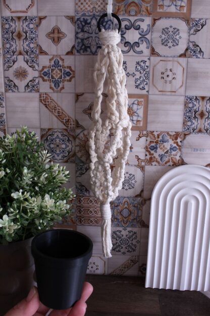 Minimalist Bohem Stil Makrome Sukulent Saksılık  2'li Set Ekru - Görsel 2