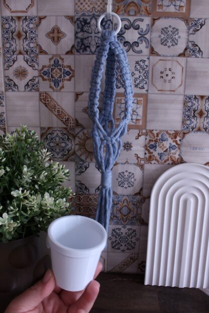 Minimalist Bohem Stil Makrome Sukulent Saksılık  2'li Set Mavi - Görsel 2