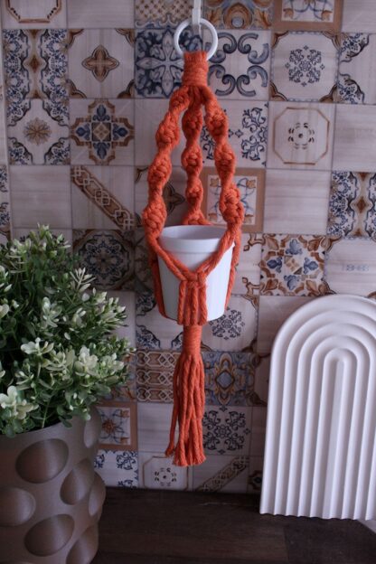 Minimalist Bohem Stil Makrome Sukulent Saksılık  2'li Set Turuncu - Görsel 2