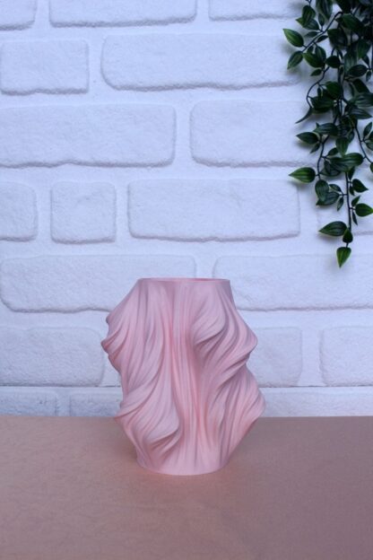 Dalgalı Dekoratif Vazo Toz Pembe - Görsel 2