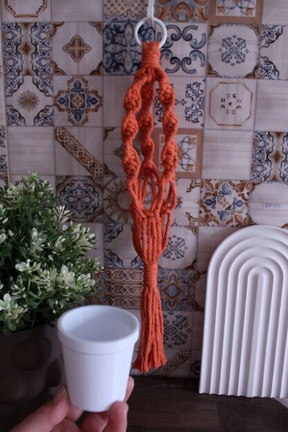 Minimalist Bohem Stil Makrome Sukulent Saksılık  2'li Set Turuncu - Görsel 3