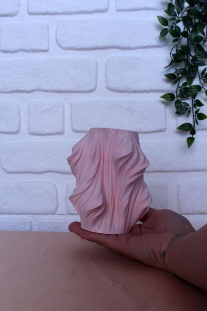 Dalgalı Dekoratif Vazo Toz Pembe - Görsel 3