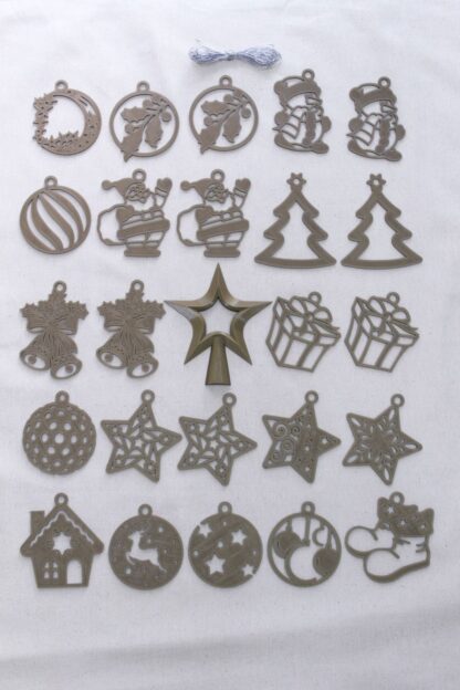 Yılbaşı Yeni Yıl Noel Çam Ağacı Süsü Ve Tepe Süsü Yıldız 25'li Set Bronz Rengi - Görsel 3