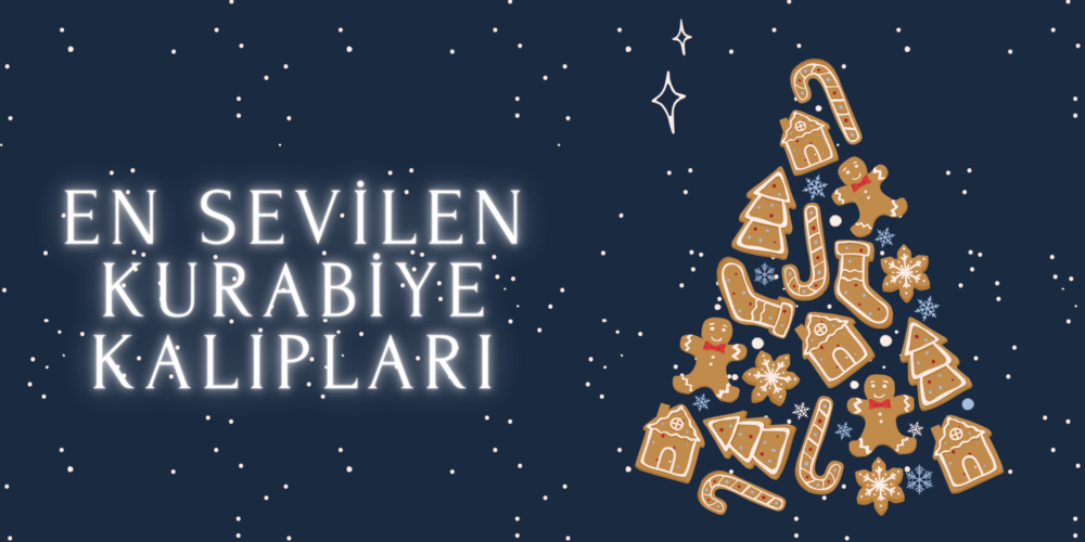 Dark Blue Beige Cute Illustrated Christmas Folded Card